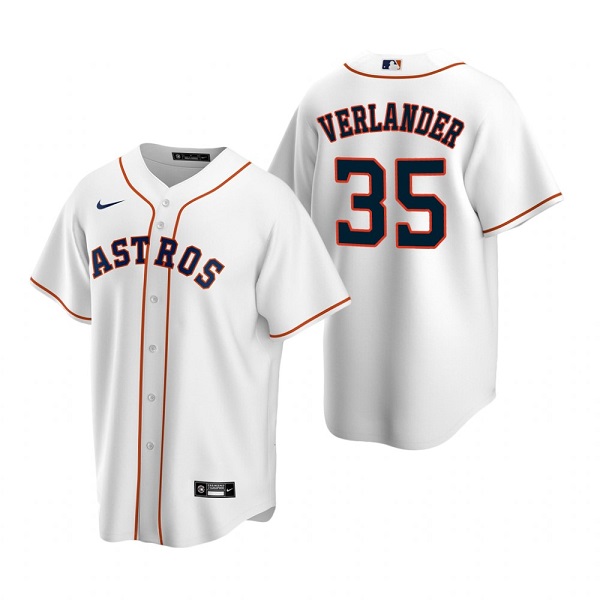 Men's Houston Astros #35 Justin Verlander White Cool Base Stitched Jersey